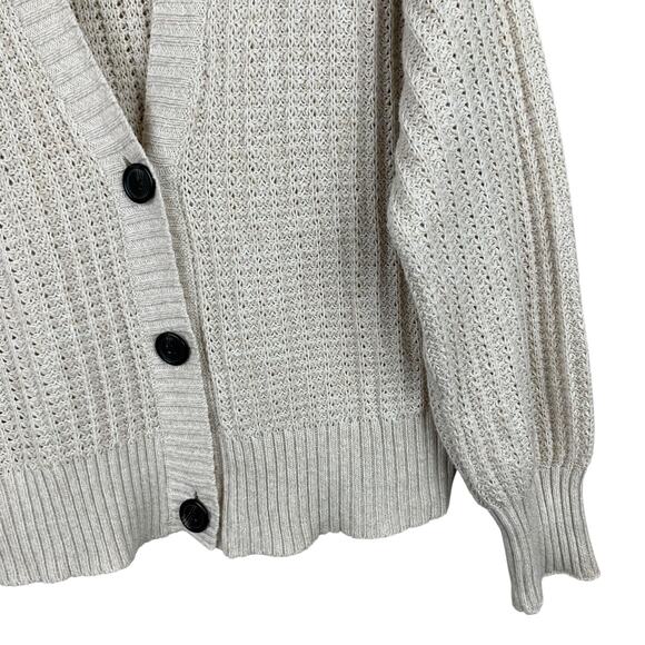 American Eagle Cardigan Sweater Beige Knit Oversized Button Front Women's M - Picture 3 of 7